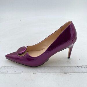 FSJ Purple Slip on Closed Toe High Heel Slide Ladies Patry Office Wedding Shoes